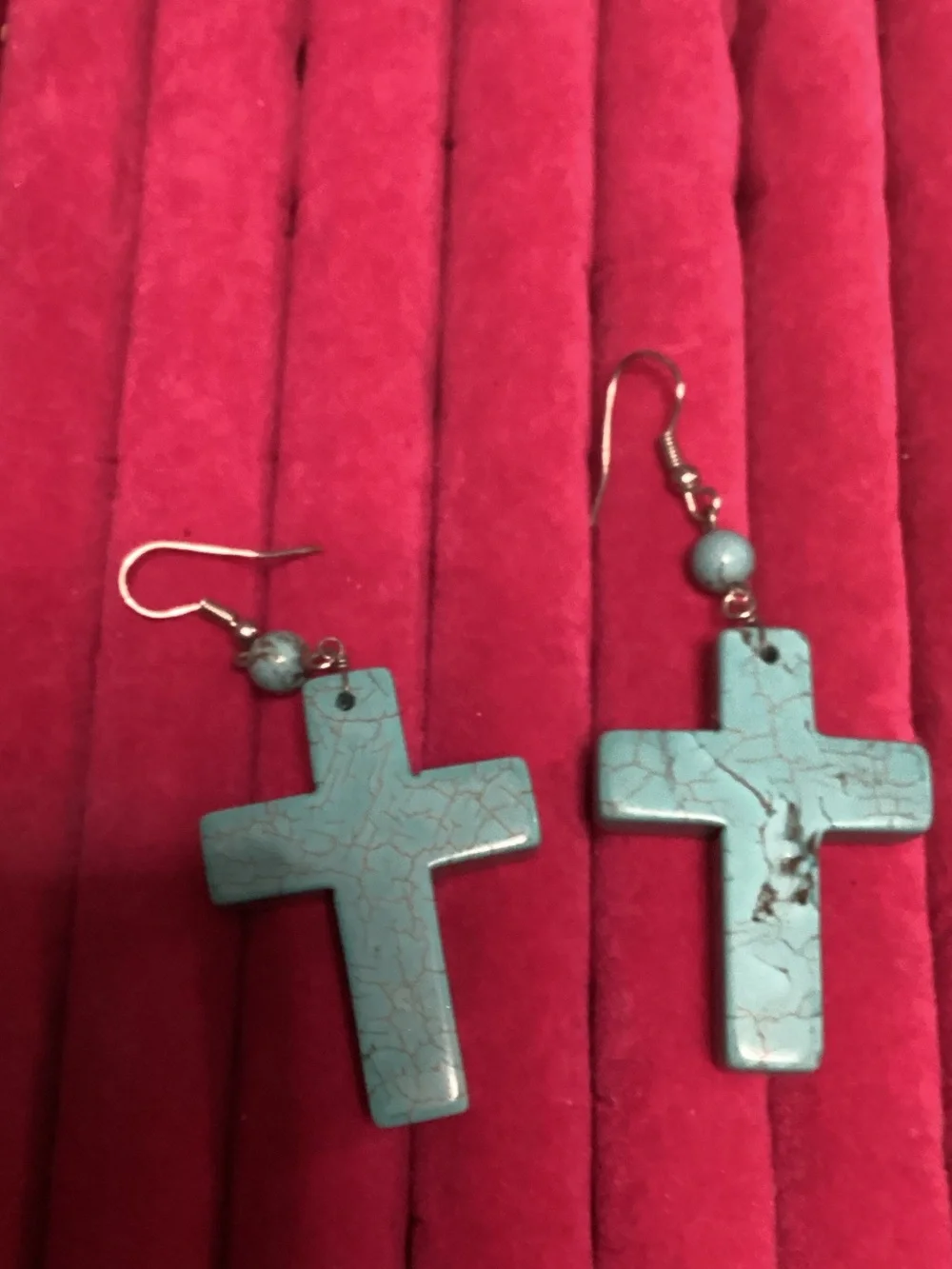 Turquoise & Sterling Silver Cross Earrings